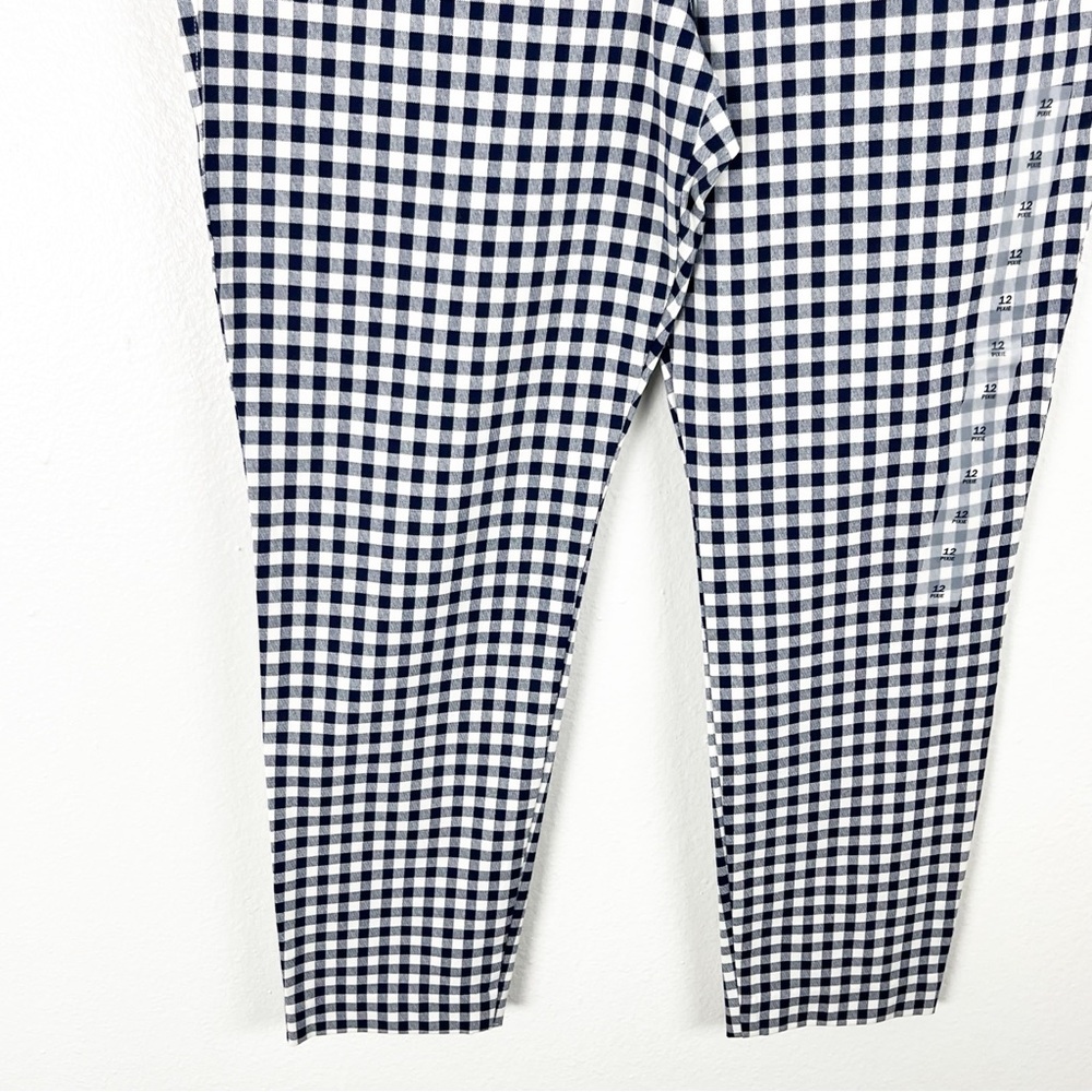 OLD NAVY Blue White Gingham Checkered Plaid Pixie High Rise Cropped Pants  12 - Picture 12 of 12